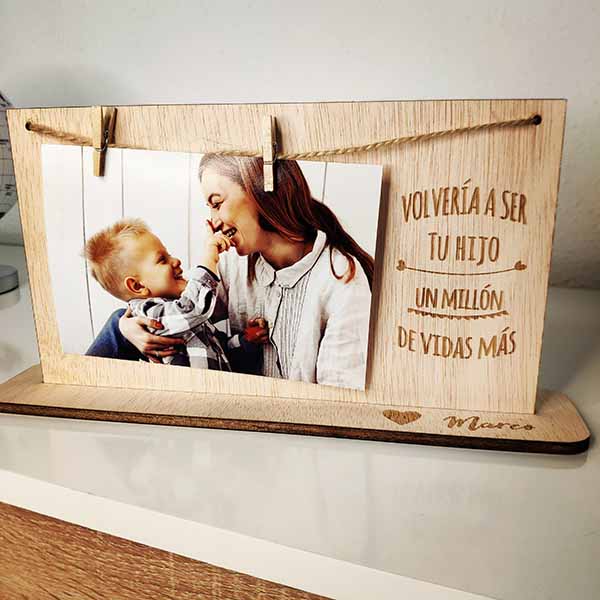 Marco fotos personalizados de madera volveria a ser tu hijo un millon de vidas mas frontal