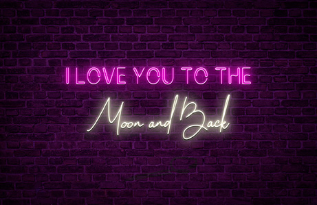 Neones para bodas en alquiler I love you to the moon and back