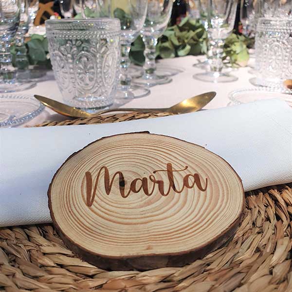 Rodaja madera tronco Marcasitios detalle invitados personalizado Boda Bautizo Comunión Marcasitios1